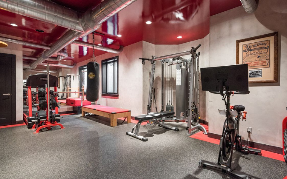 home gym with industrial ducts