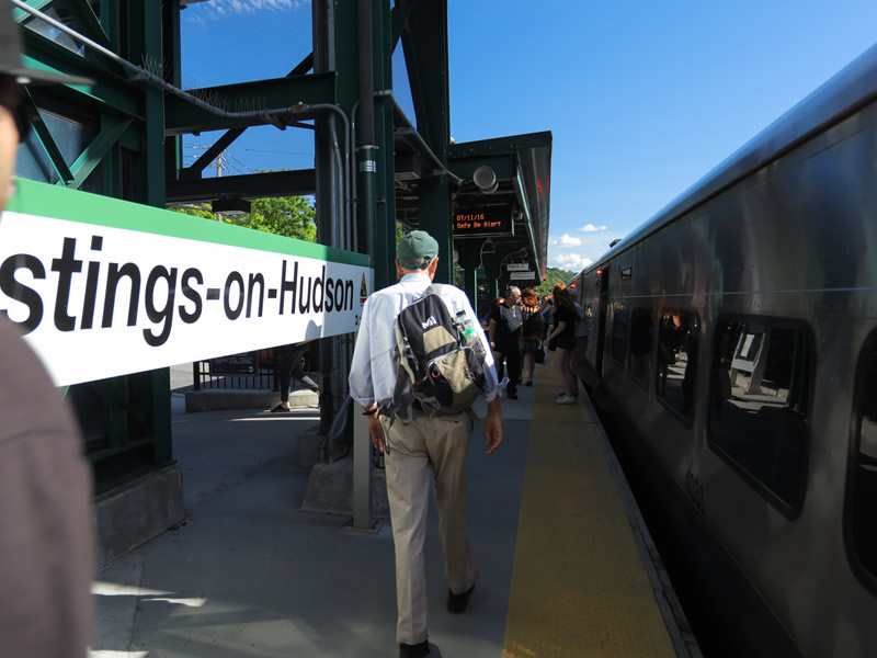 commuters boarding train