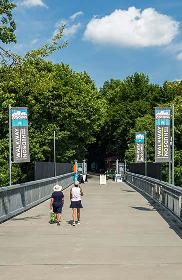 walkers on walkway over the hudson